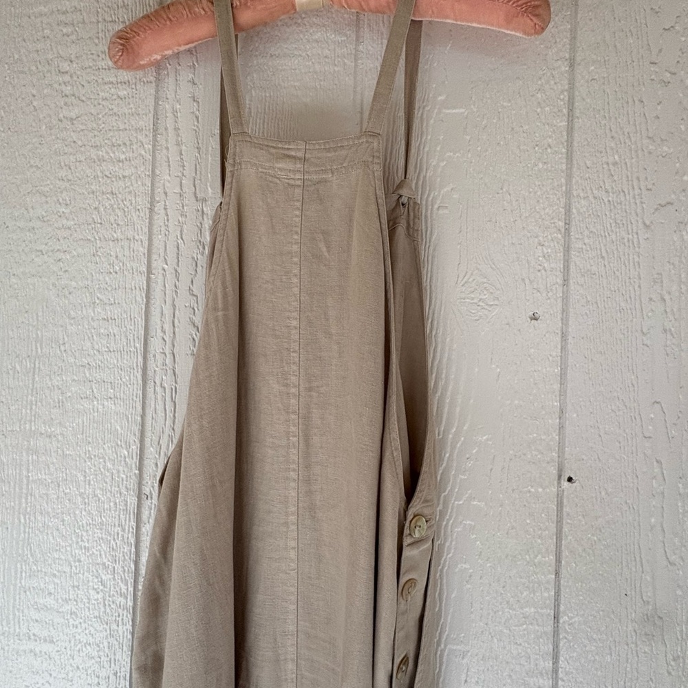 Tan Sleeveless overall Dress Medium - Picture 6 of 13